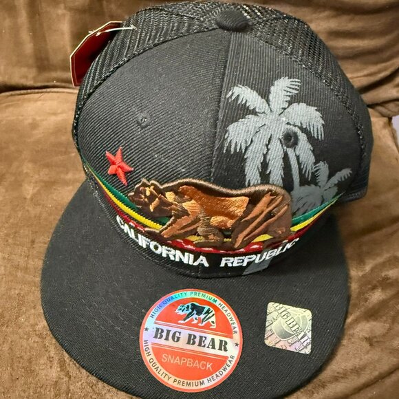 New California flag curved bill Cali adult one-size trucker hat cap. - Picture 1 of 8